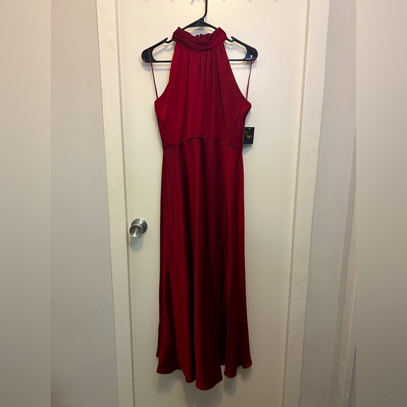 Maroon Satin Cocktail Dress - Picture 2 of 6